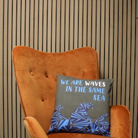 3 x Printed Cotton Cushion Cover - We are Waves